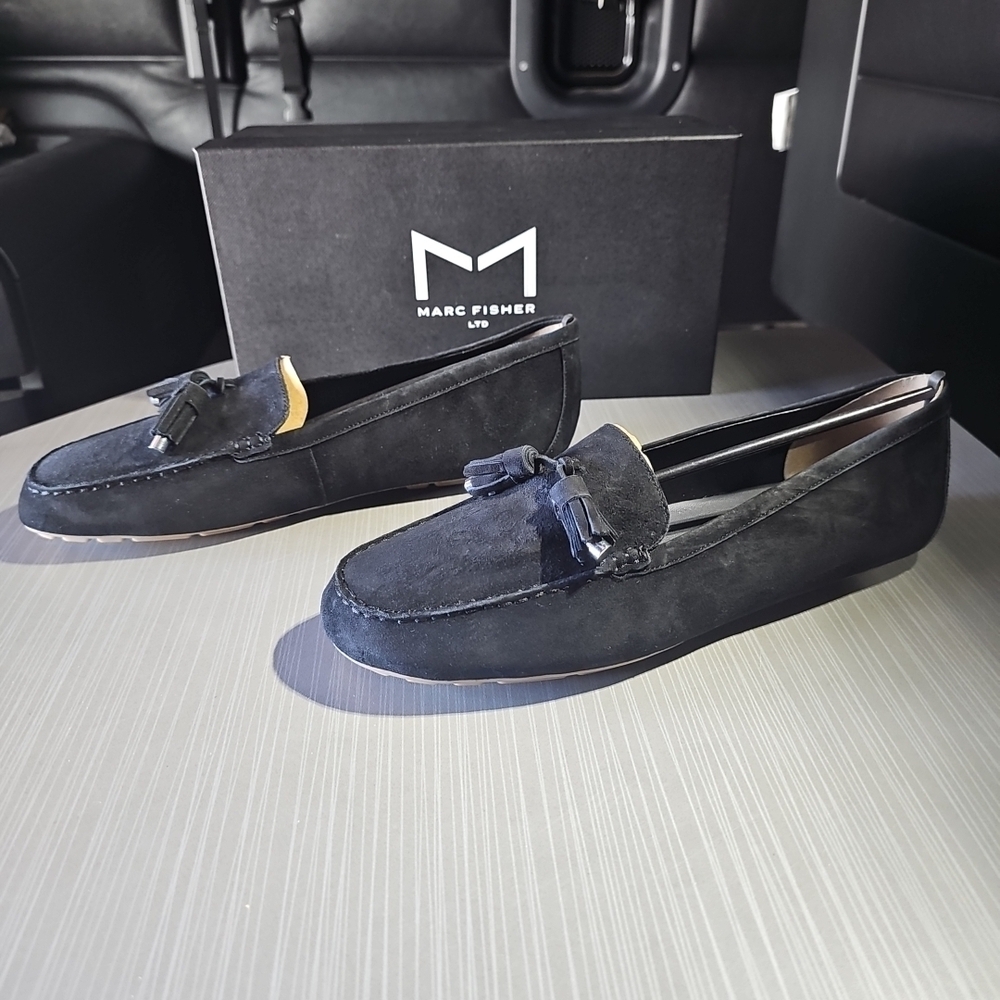 Marc Fisher LTD Layney Loafer In Black Suede‎ Women's Size 11M NEW In Box